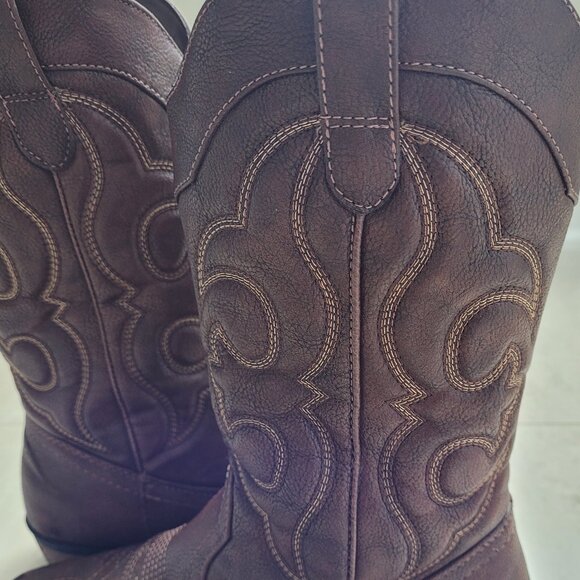 Cat & Jack Boots Cowboy Cowgirl Brown Western Embroidered Girls 4 Boho Festival - Picture 2 of 14